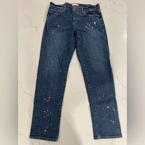 💕 LOFT Boyfriend denim custom paint splotched jeans 27/4